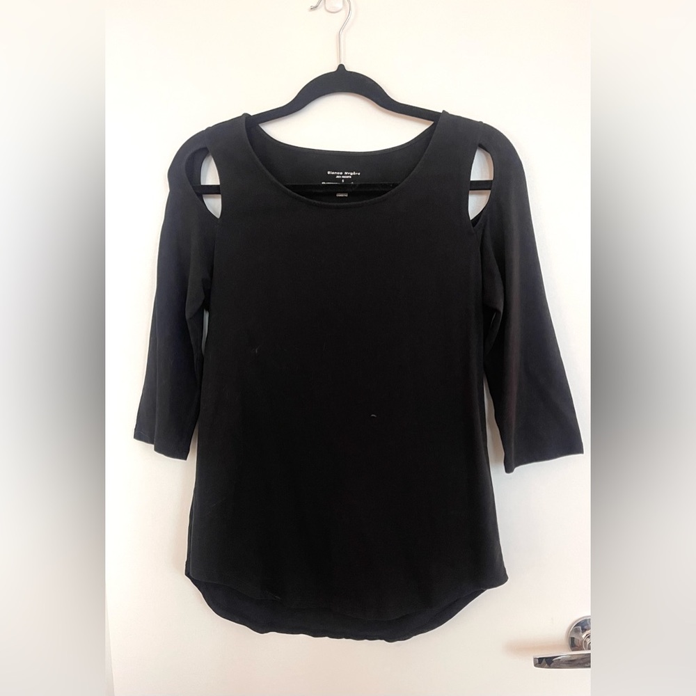 Black stretch cutout top